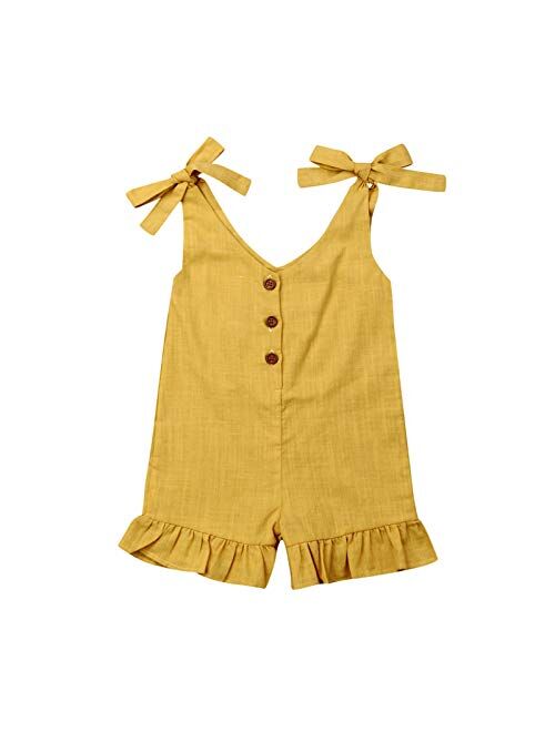 GOOCHEER Toddler Girl Outfit Sleeveless Romper One Piece Jumpsuit Bodysuit Playsuit Summer Clothes