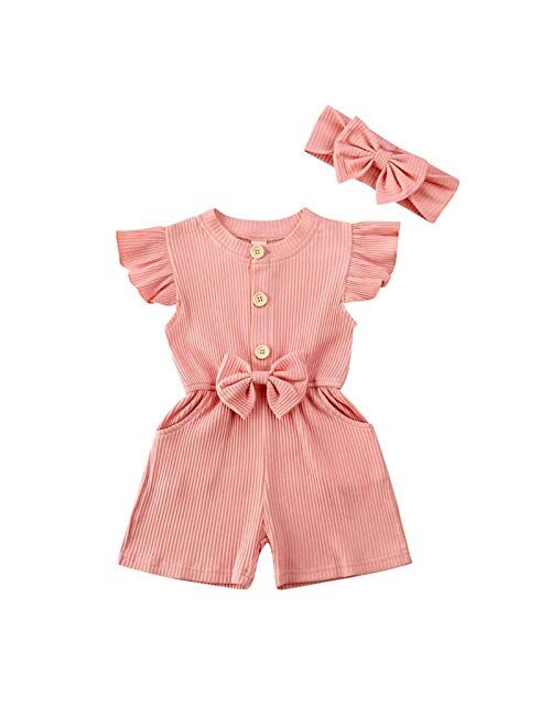 GOOCHEER Toddler Girl Outfit Sleeveless Romper One Piece Jumpsuit Bodysuit Playsuit Summer Clothes