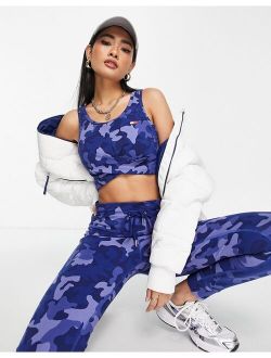 Sport twist front sports bra in blue camo print - part of a set