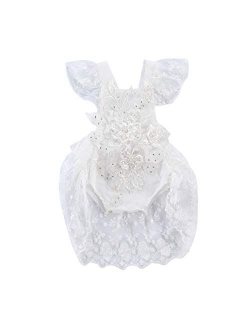 Kmbangi Cute Infant Newborn Baby Girl Lace Ruffle Romper Jumpsuit Bodysuit Summer Outfit Clothes