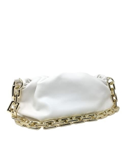 Prime Original Women's Chain Pouch Bag | Cloud-Shaped Dumpling Clutch Purse | Ruched Chain Link Shoulder Handbag