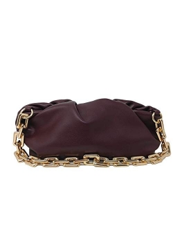 Prime Original Women's Chain Pouch Bag | Cloud-Shaped Dumpling Clutch Purse | Ruched Chain Link Shoulder Handbag