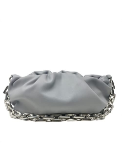 Prime Original Women's Chain Pouch Bag | Cloud-Shaped Dumpling Clutch Purse | Ruched Chain Link Shoulder Handbag