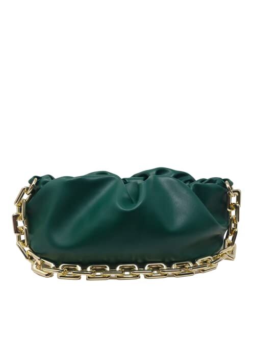 Prime Original Women's Chain Pouch Bag | Cloud-Shaped Dumpling Clutch Purse | Ruched Chain Link Shoulder Handbag