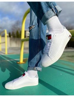 Tommy Jeans leather low sneakers in white