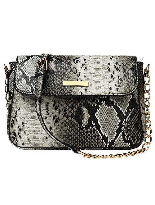 YYW Snakeskin Pattern Box Bag Shoulder Bag Fashion Ladies Crossbody Bag Purse for Prom Travel