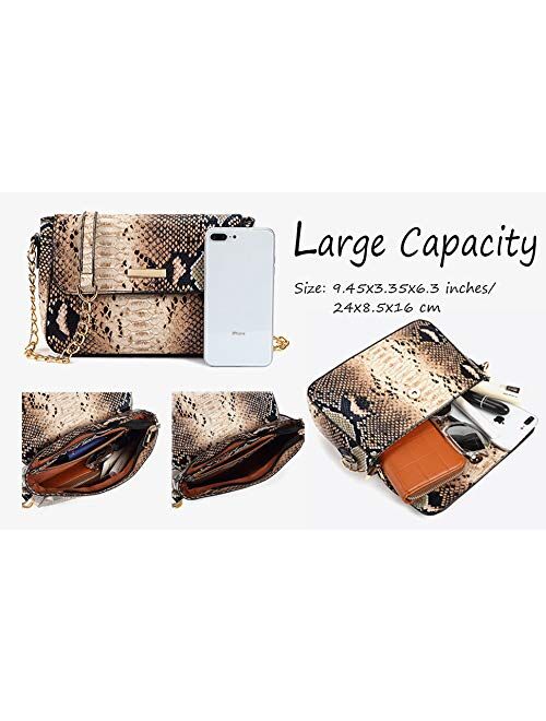 YYW Snakeskin Pattern Box Bag Shoulder Bag Fashion Ladies Crossbody Bag Purse for Prom Travel