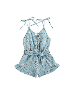 Hylcrymdd Toddler Baby Girl Floral Romper Jumpsuit Clothes Backless One Piece Shorts Romper Summer Outfits+Headband