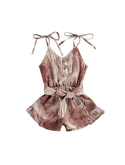 Hylcrymdd Toddler Baby Girl Floral Romper Jumpsuit Clothes Backless One Piece Shorts Romper Summer Outfits+Headband