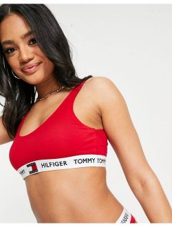 85 logo unlined bralette in red