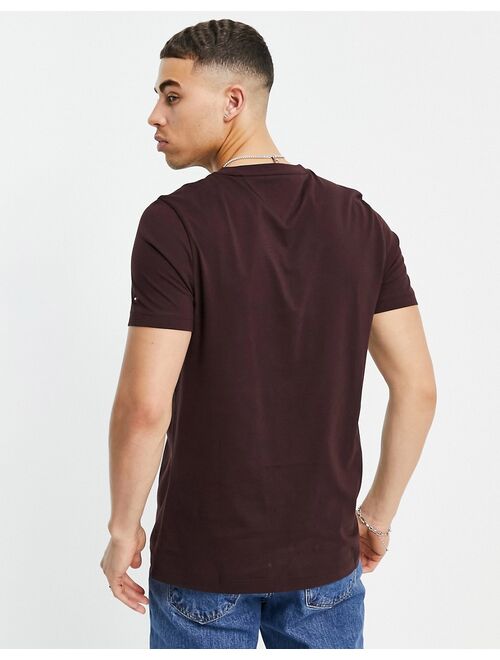 Tommy Hilfiger embroidered flag logo t-shirt in burgundy