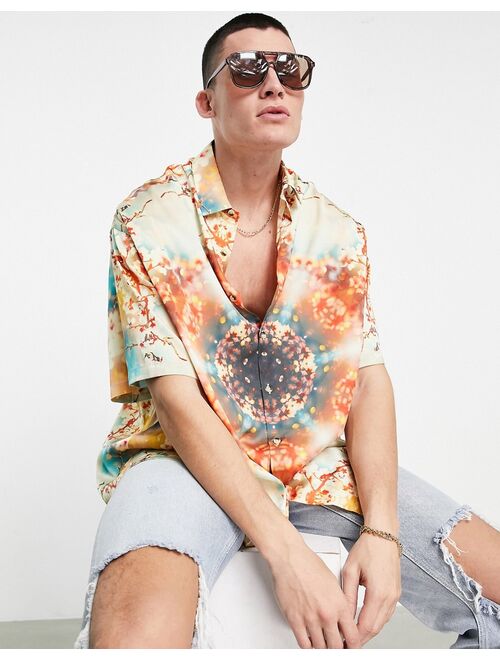 ASOS DESIGN boxy oversized shirt in kaleidoscope floral print