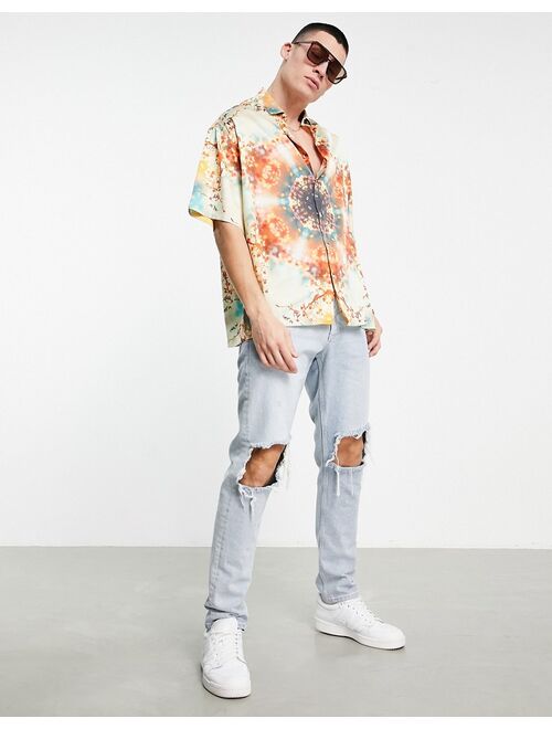 ASOS DESIGN boxy oversized shirt in kaleidoscope floral print