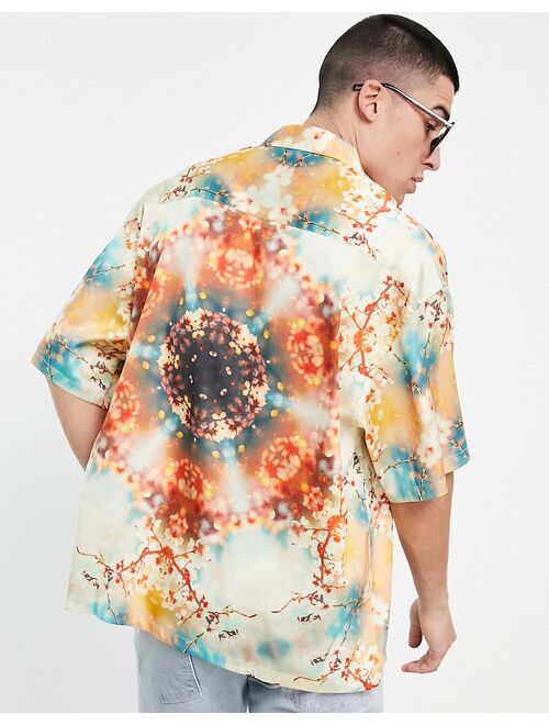 ASOS DESIGN boxy oversized shirt in kaleidoscope floral print