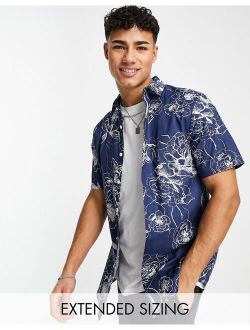 stretch slim shirt in navy floral