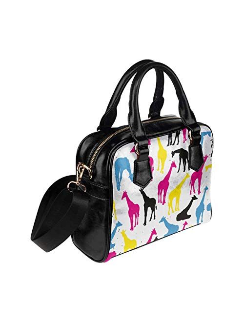 Interestprint Colorful Leaf PU Leather Purse Handbags Shoulder Crossbody Bag for Women Girls