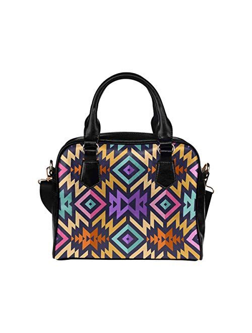 Interestprint Colorful Leaf PU Leather Purse Handbags Shoulder Crossbody Bag for Women Girls