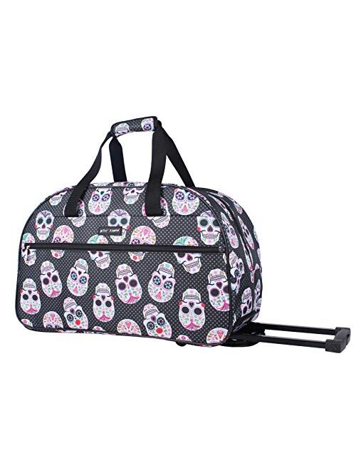 Betsey Johnson Designer Carry On Luggage Collection - Lightweight Pattern 22 Inch Wheeled Duffle Bag