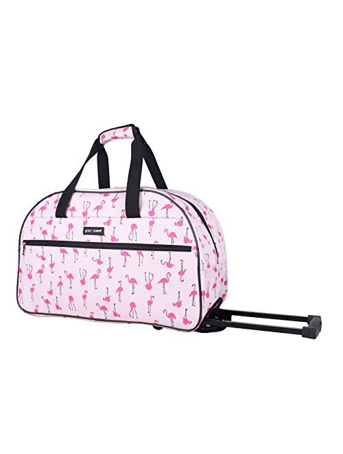 Betsey Johnson Designer Carry On Luggage Collection - Lightweight Pattern 22 Inch Wheeled Duffle Bag