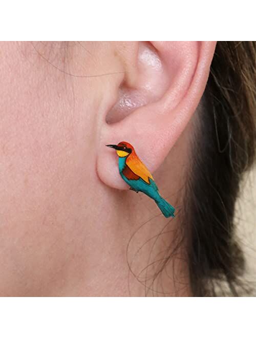 GenéRico European bee-eater handmade stud birds earrings for women