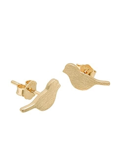 Joseph Brothers 925 Sterling Silver Rose Gold Plated Little Birds Earrings Studs