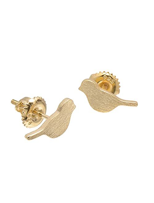 Joseph Brothers 925 Sterling Silver Rose Gold Plated Little Birds Earrings Studs