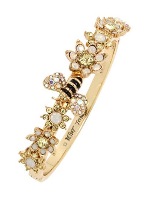 Betsey Johnson Bumble Bee & Mixed Flower Hinged Bangle Bracelet