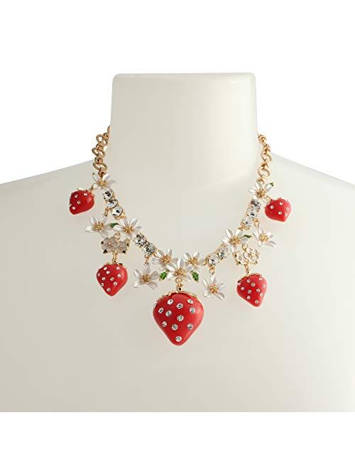 Betsey Johnson Strawberry Frontal Necklace