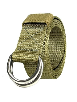 JINIU Military Nylon Belts for Men Women Web Style Strong Double D Ring Buckle Belt