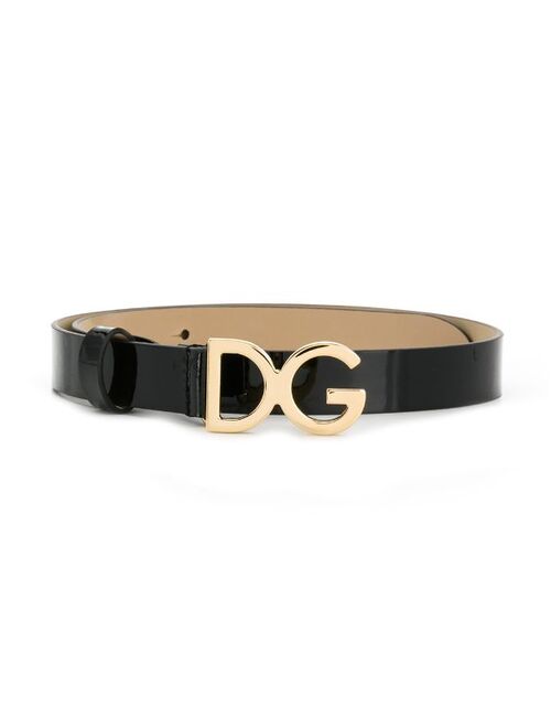 Dolce & Gabbana Kids DG-buckle patent leather belt