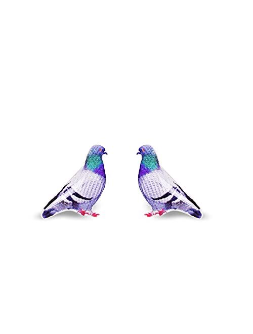 Tiny Forget Me Nots Pigeon Earrings Bird Earrings Cute Animal Stud Earrings