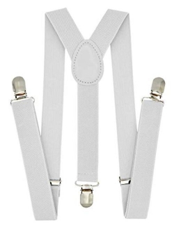 Trilece Suspenders for Boys Kids Girls and Toddlers - Adjustable Elastic 1 inch Wide Y Shape Cosplay Party Strong Clips