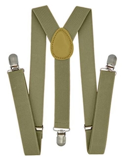 Trilece Suspenders for Boys Kids Girls and Toddlers - Adjustable Elastic 1 inch Wide Y Shape Cosplay Party Strong Clips