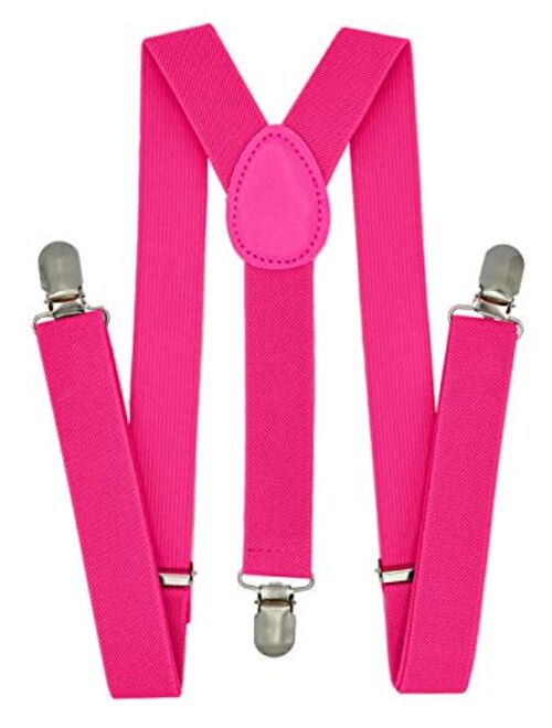 Trilece Suspenders for Boys Kids Girls and Toddlers - Adjustable Elastic 1 inch Wide Y Shape Cosplay Party Strong Clips