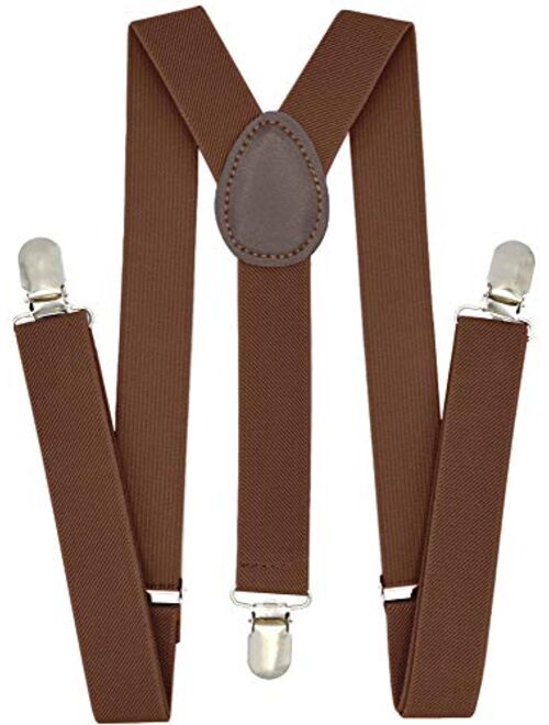 Trilece Suspenders for Boys Kids Girls and Toddlers - Adjustable Elastic 1 inch Wide Y Shape Cosplay Party Strong Clips