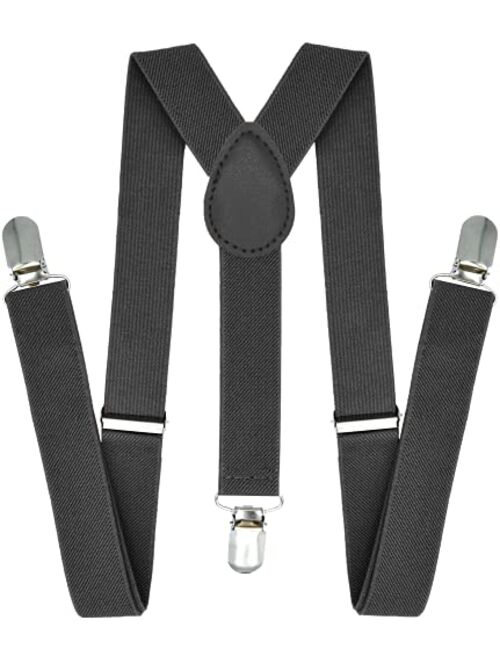 Trilece Suspenders for Boys Kids Girls and Toddlers - Adjustable Elastic 1 inch Wide Y Shape Cosplay Party Strong Clips