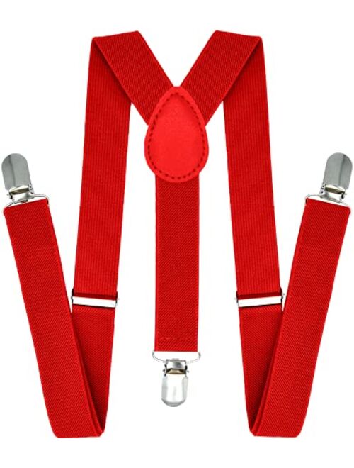 Trilece Suspenders for Boys Kids Girls and Toddlers - Adjustable Elastic 1 inch Wide Y Shape Cosplay Party Strong Clips