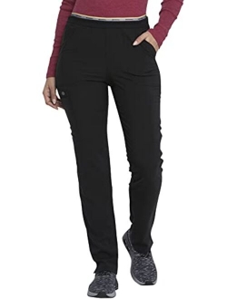 Retro Women Scrubs Pant Mid Rise Tapered Leg Pull-on Cargo DK035