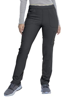 Retro Women Scrubs Pant Mid Rise Tapered Leg Pull-on Cargo DK035