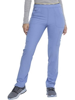 Retro Women Scrubs Pant Mid Rise Tapered Leg Pull-on Cargo DK035