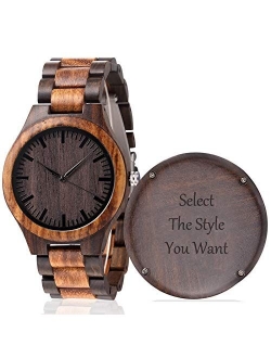 Fodiyaer Engraved Wood Watch for Men Boyfriend Husband Him As Personalized Anniversary Christmas Birthday Father Day Wooden Gifts Idea