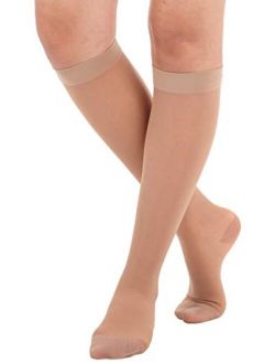 Absolute Support - Made in USA - Size Small - Sheer Compression Socks for Women Circulation 15-20 mmHg - Lightweight Long Compression Knee High Support Stockings for Ladi