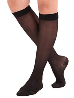 Absolute Support - Made in USA - Size Small - Sheer Compression Socks for Women Circulation 15-20 mmHg - Lightweight Long Compression Knee High Support Stockings for Ladi