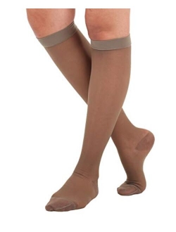 Absolute Support - Made in USA - Size Small - Sheer Compression Socks for Women Circulation 15-20 mmHg - Lightweight Long Compression Knee High Support Stockings for Ladi