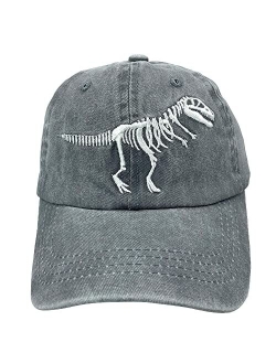 NVJUI JUFOPL Boys' Skull Dinosaur Hat Washed Vintage Embroidered Baseball Cap