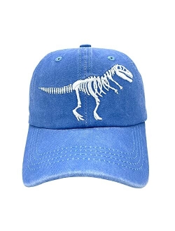 NVJUI JUFOPL Boys' Skull Dinosaur Hat Washed Vintage Embroidered Baseball Cap