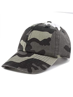 The Hat Depot Kids Washed Low Profile Cotton and Denim Plain Baseball Cap