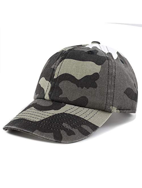 The Hat Depot Kids Washed Low Profile Cotton and Denim Plain Baseball Cap