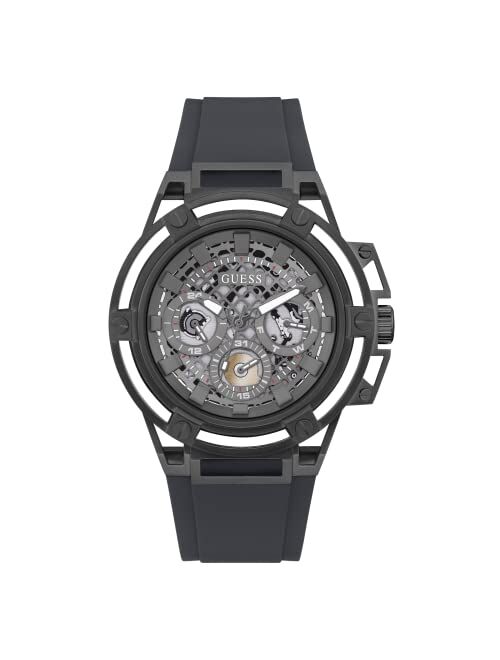 GUESS Men's Black Silicone Strap Watch 46mm