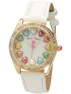 Women's Watch - Vegan Leather Strap Rhinestone Studded Wristwatch, Quartz Movement: BJW049